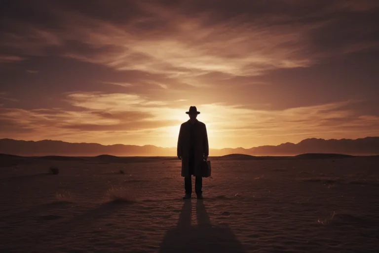 Homem de chapéu no deserto ao pôr do sol, simbolizando a série Breaking Bad.