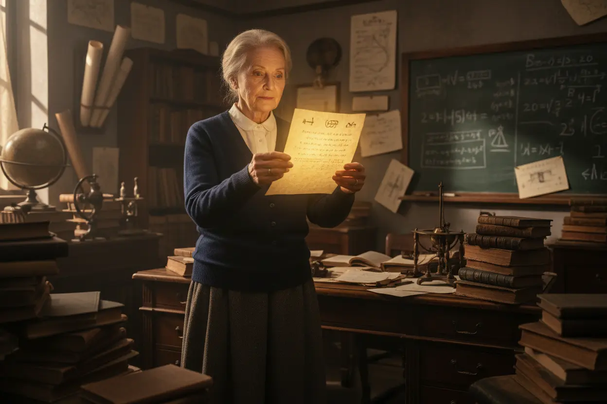 Claudia Tiedemann com documentos importantes, planejando o desfecho de Dark.