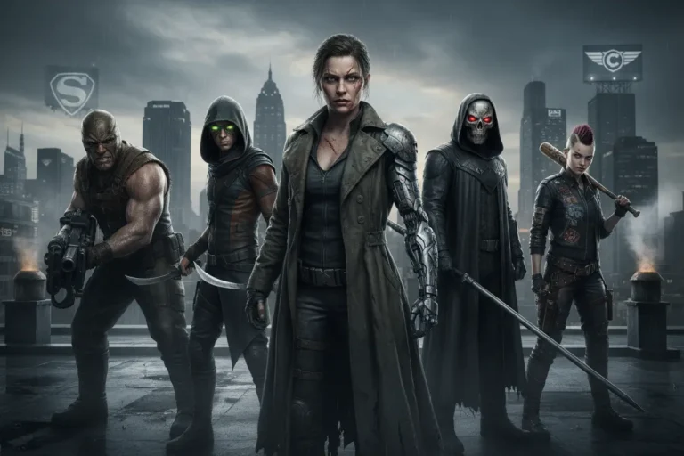 Personagens de The Boys em cenário urbano