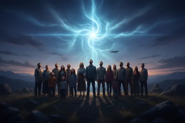 Passageiros de Manifest olhando para o céu misterioso